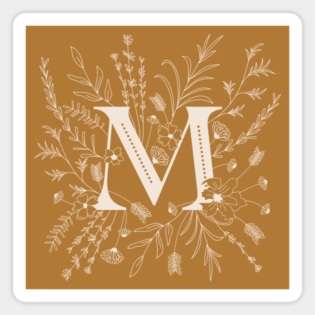 Botanical Letter M (Mustard Yellow) Magnet by Cascade Patterns
